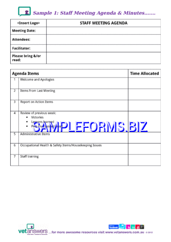 Staff Meeting Agenda & Minutes Template docx pdf free
